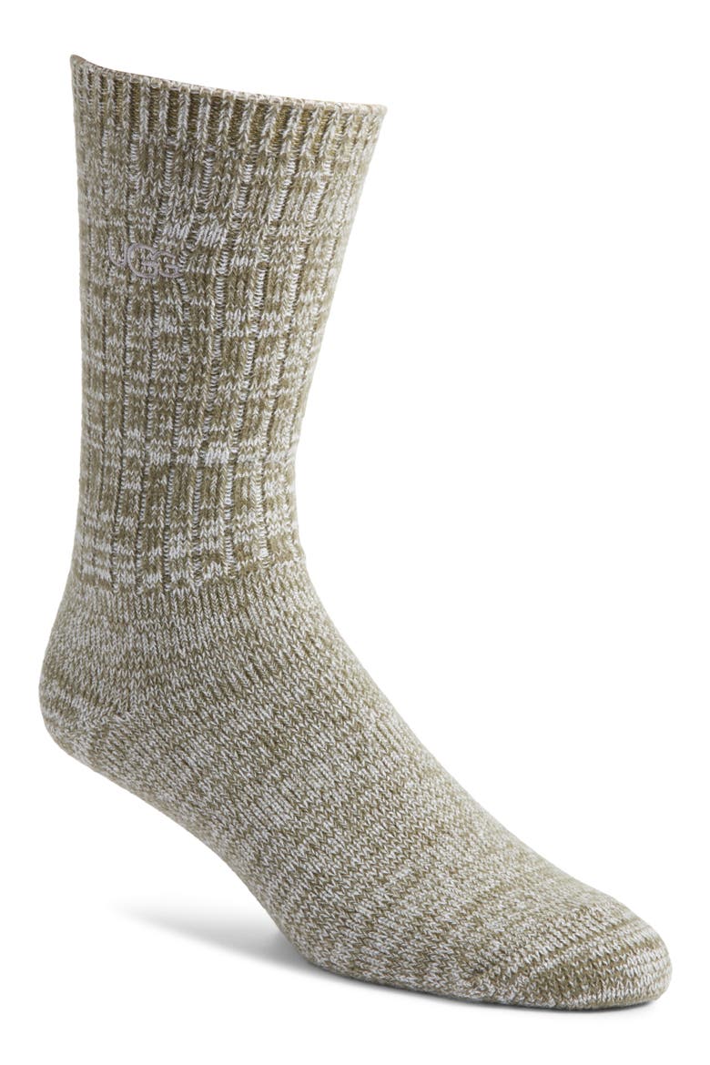 Trey Rib Crew Socks, Main, color, BURNT OLIVE