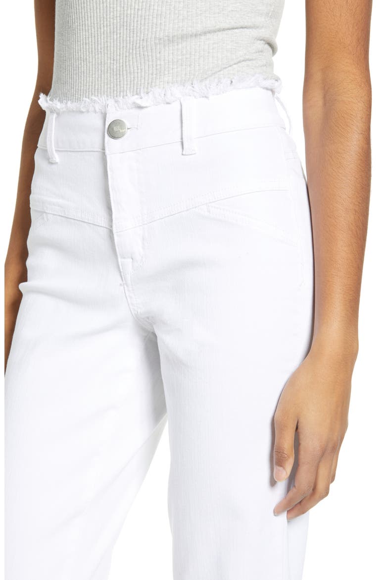 Fray Waist Ankle Straight Leg Jeans, Alternate, color, WHITE