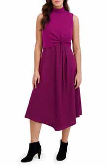 London Times Knit Popover A-Line Dress