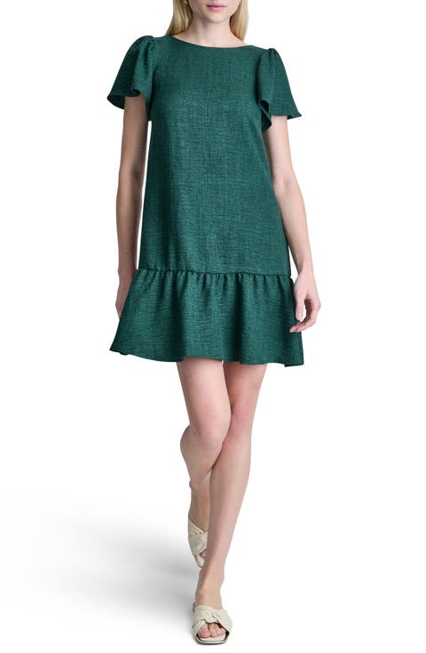 Mélange Flutter Sleeve Minidress