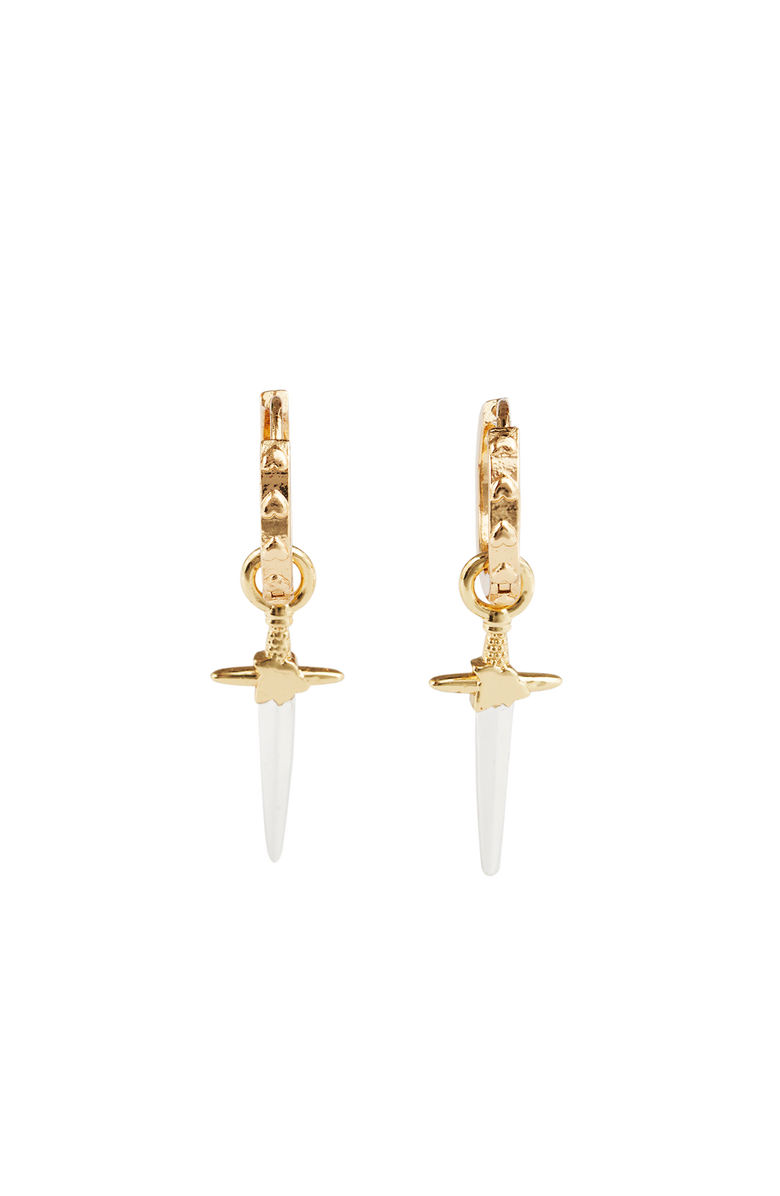 Fable England Rose & Dagger Huggie Earrings, Alternate, color, Gold
