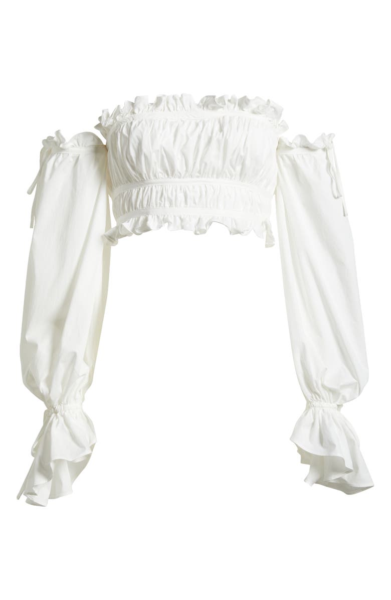 HOUSE OF CB Tula Shirred Off the Shoulder Crop Top, Alternate, color, 