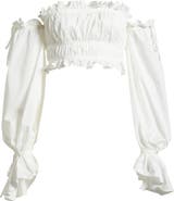 HOUSE OF CB Tula Shirred Off the Shoulder Crop Top