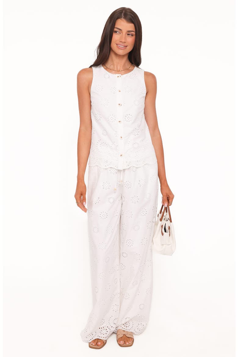 Winny Eyelet Cotton Button Front Top, Alternate, color, WHITE BRODERIE
