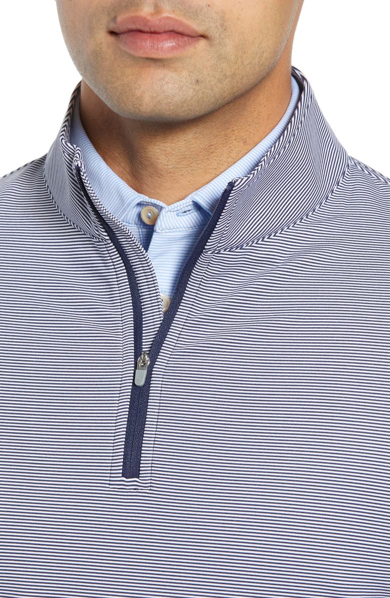 Peter Millar Perth Stripe Quarter Zip Performance Pullover, Alternate, color, Navy/White