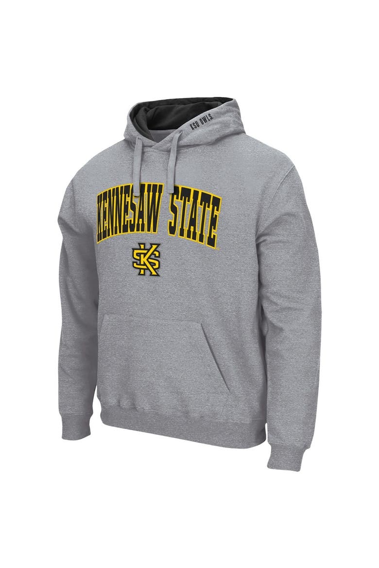 Men's Colosseum Heathered Gray Kennesaw State Owls Arch and Logo Pullover Hoodie, Alternate, color, Heather Gray