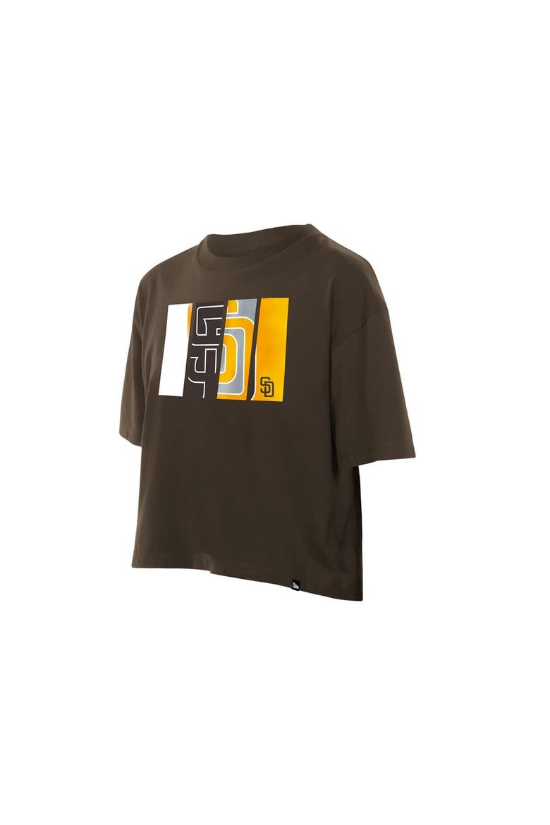 Women's New Era Brown San Diego Padres Boxy Foil Logo T-Shirt, Alternate, color, Brown