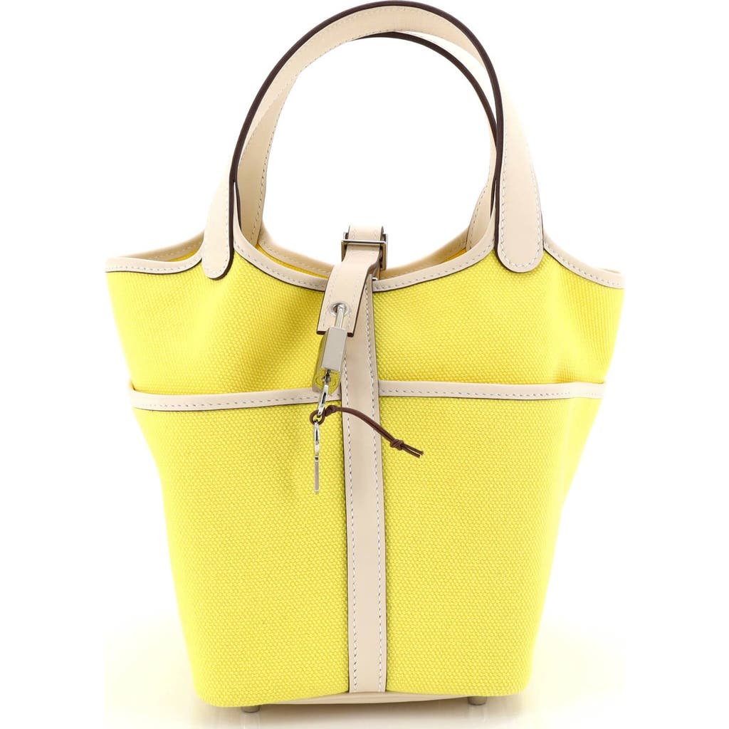 Pre-owned Hermes Hermes Cargo Picotin Lock Bag Canvas And Swift Pm In Yellow