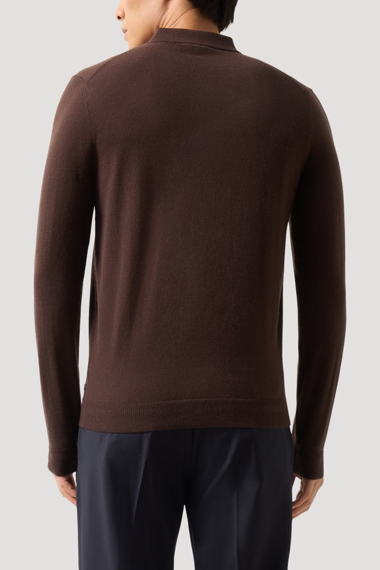 Knitted Polo Long-Sleeved Top Jake, Alternate, color, Dark brown