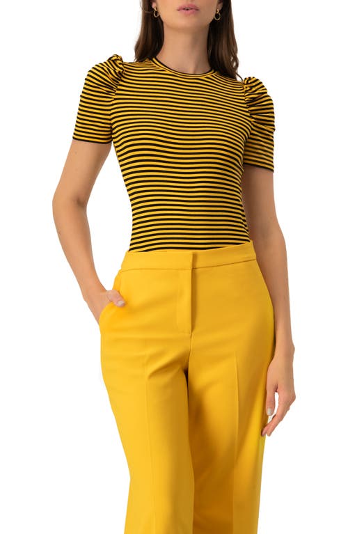 Ivonne Striped Straight Blouse In Yellow