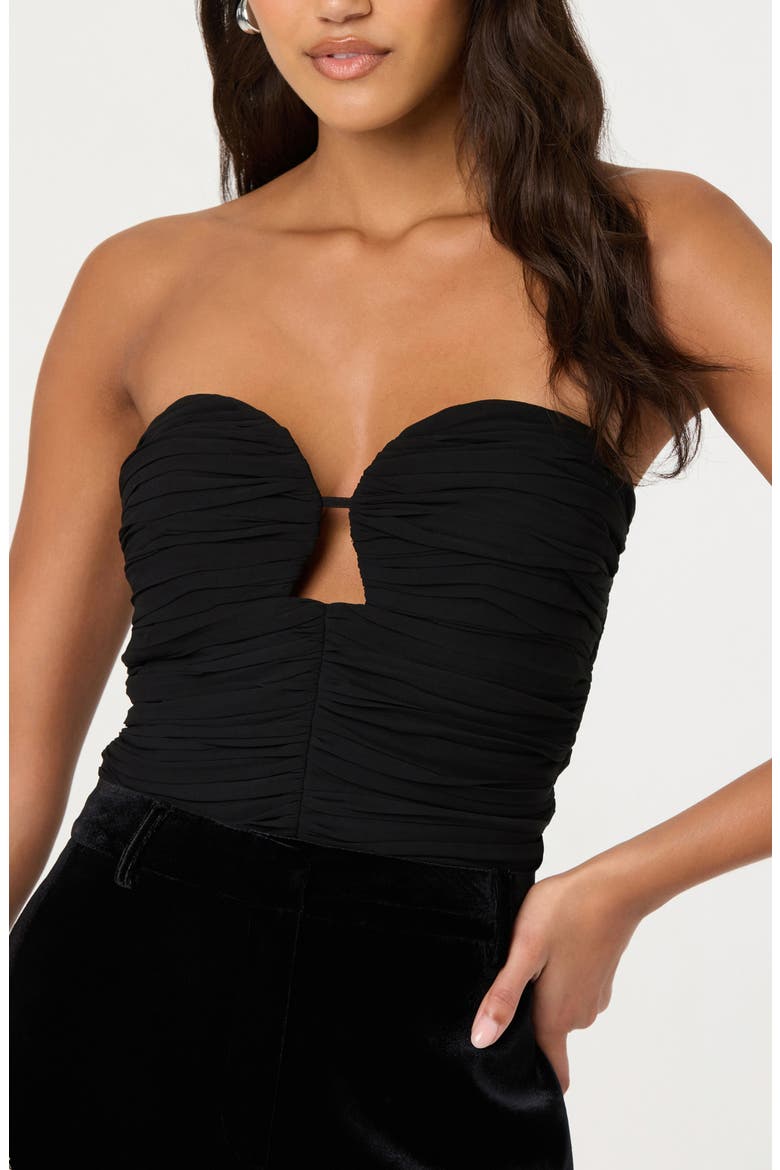 Maiya Ruched Strapless Top, Alternate, color, BLACK