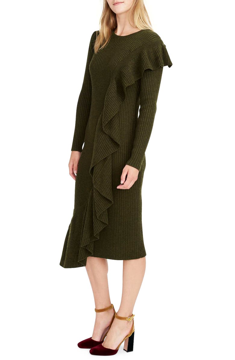 J.Crew Collection Ruffle-Front Sweater Dress, Main, color, 