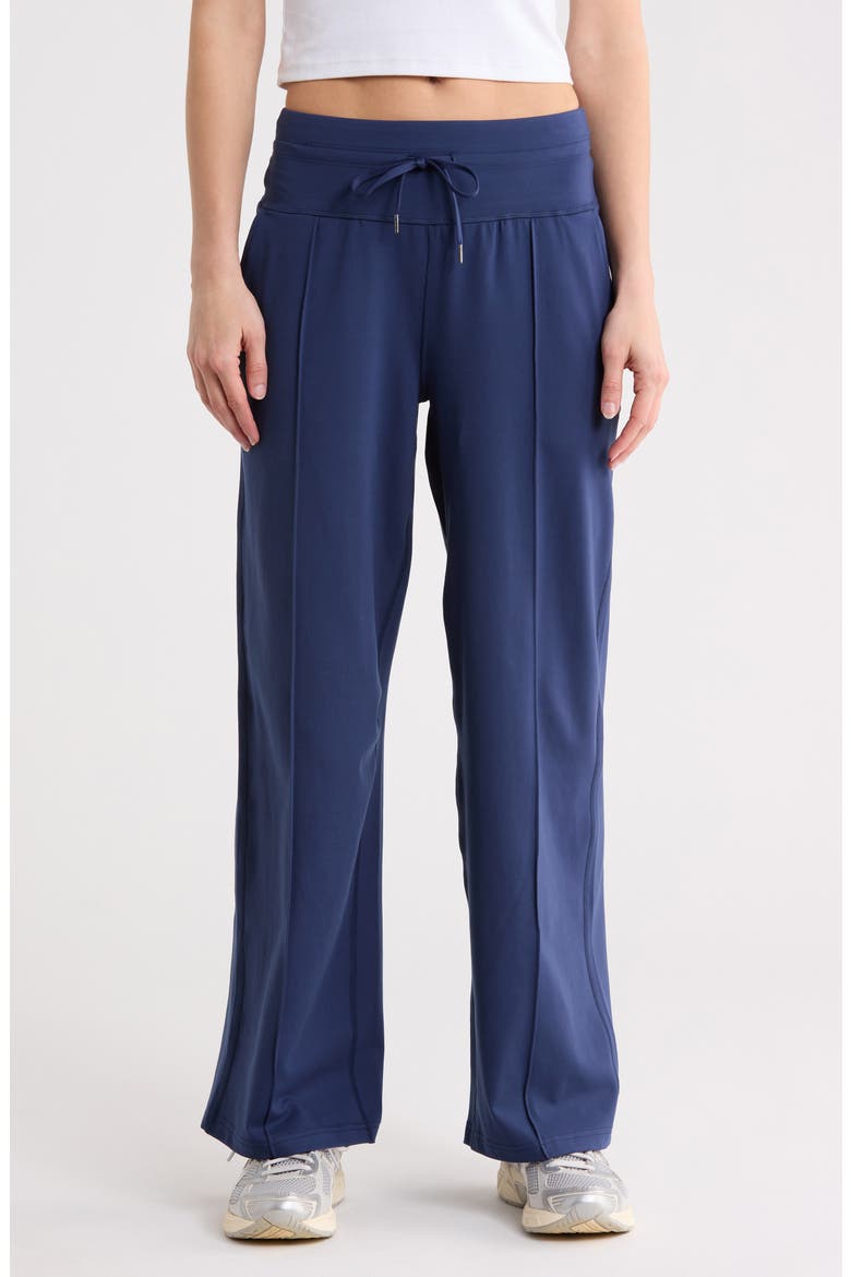 Interlock High Waist Pintuck Wide Leg Pants, Main, color, NAVAL BLUE