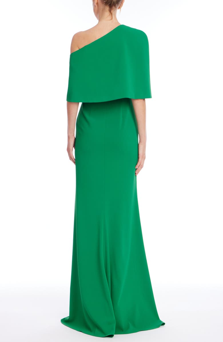 Badgley Mischka Collection One-Shoulder Stretch Crepe Trumpet Gown, Alternate, color, Green