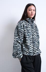 Topshop Zebra Zip Through Fleece Jacket
