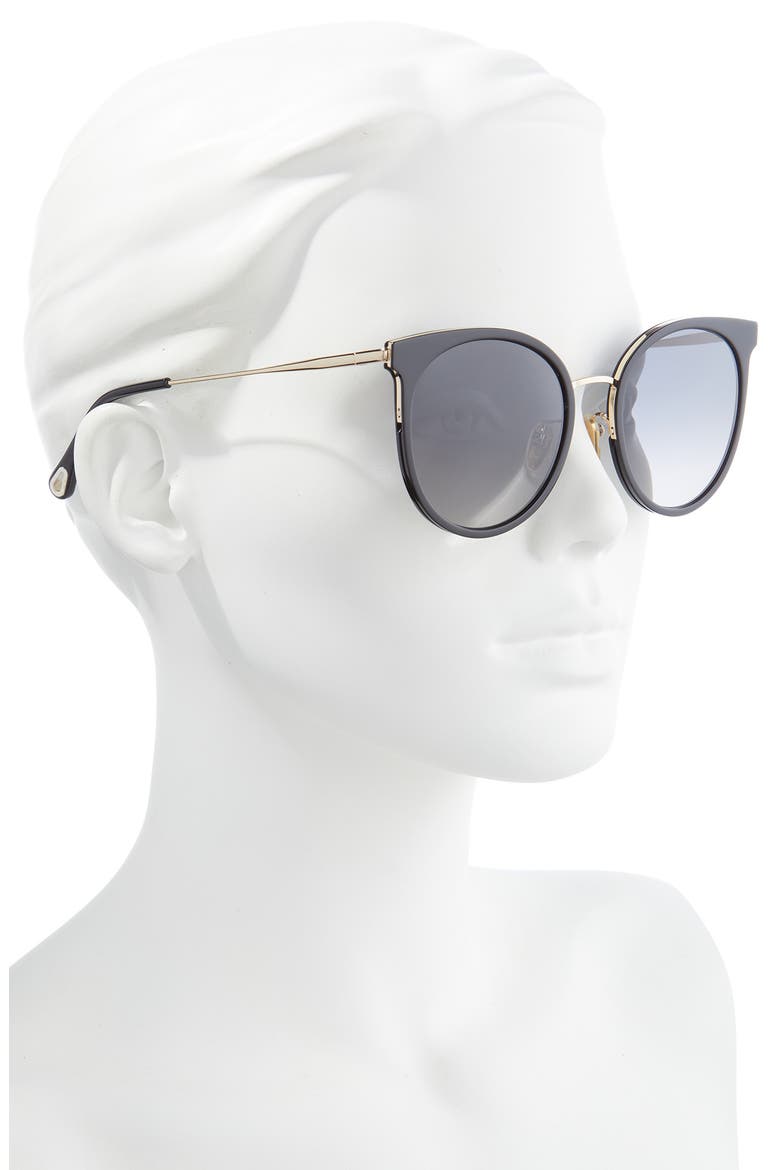 56mm Round Sunglasses, Alternate, color, BLACK