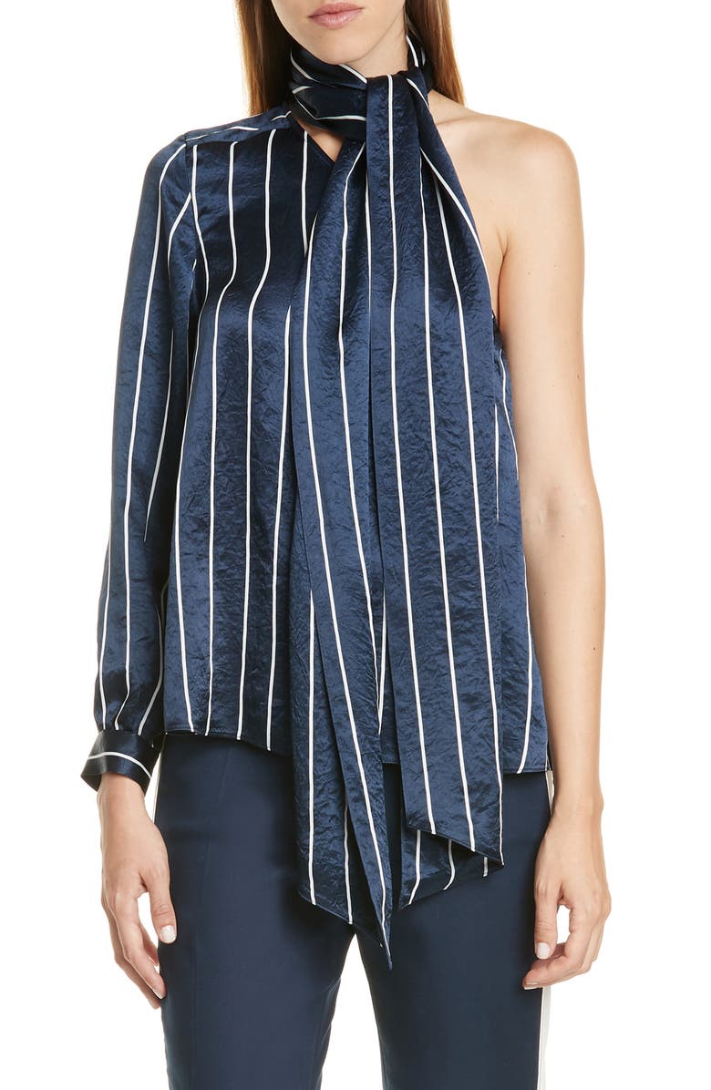 HUGO Casini One-Shoulder Hammered Satin Top, Main, color, 