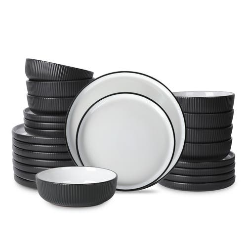 Christian Siriano Laro Stoneware 24-piece Dinnerware Set In Black