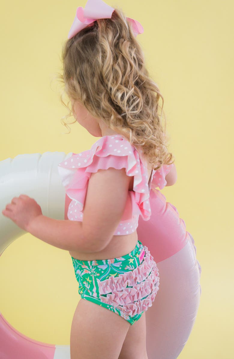 RuffleButts Kids' Coconut Cabana Butterfly Two-Piece Swimsuit, Alternate, color, Green