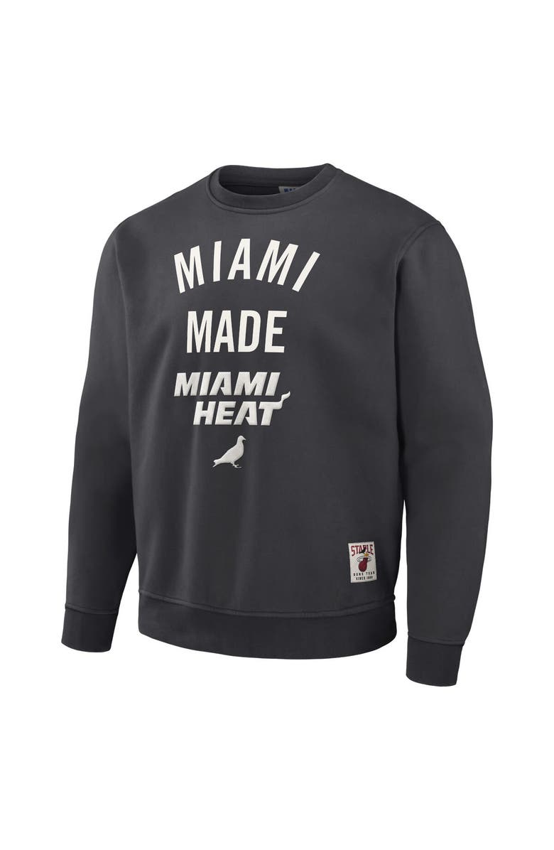 STAPLE Men's NBA x Staple Anthracite Miami Heat Plush Pullover Sweatshirt, Alternate, color, 