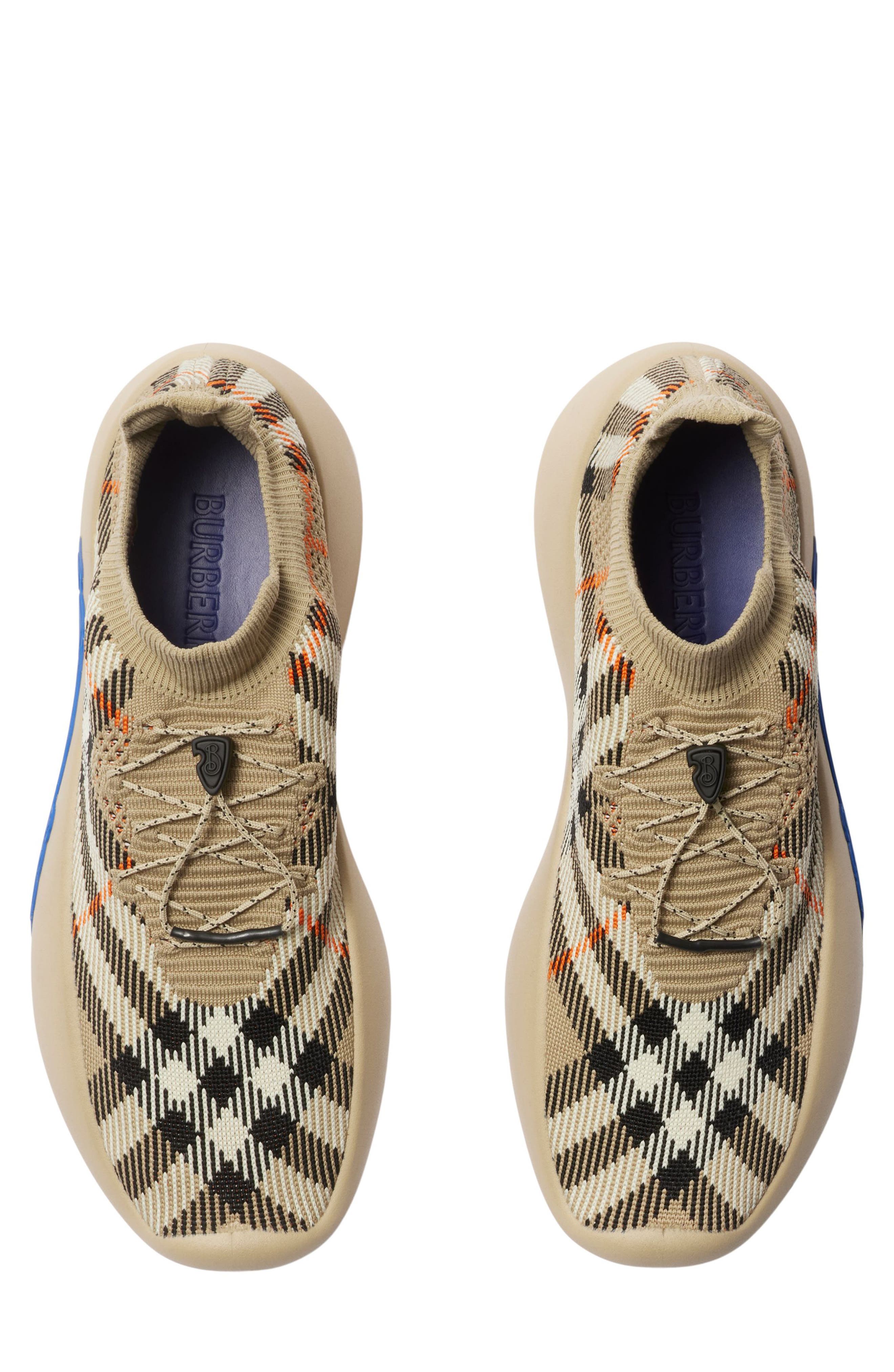 Burberry Neptune Check Knit Sneaker, Alternate, color, Sand Ip Check