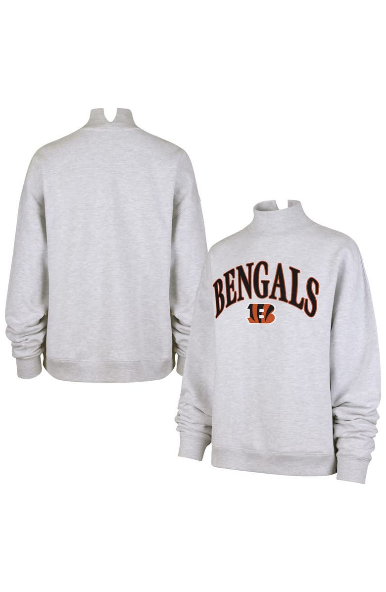 '47 Women's '47 Heather Gray Cincinnati Bengals Vantage Mock Neck Pullover Sweatshirt, Alternate, color, 