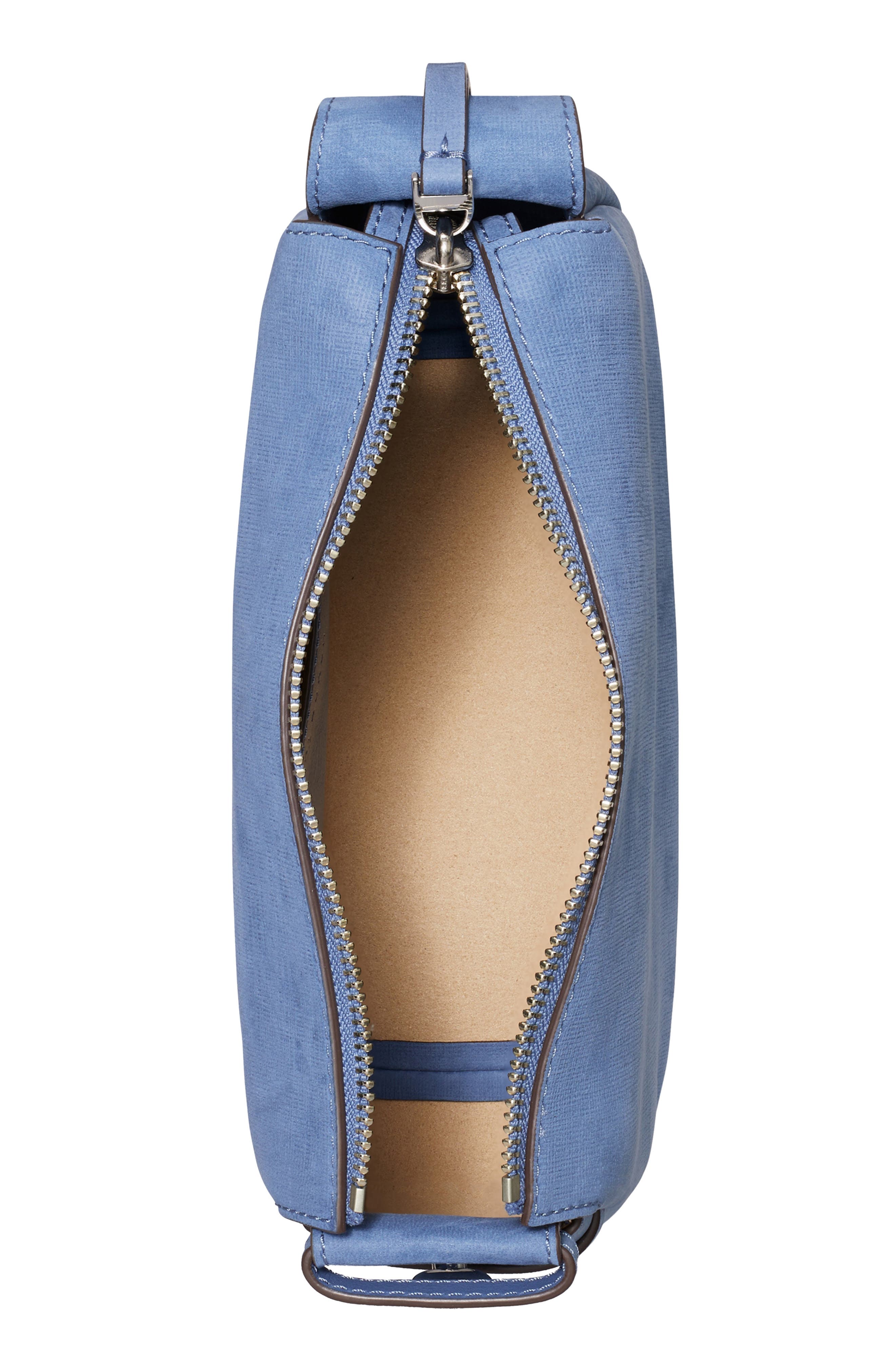 Tory Burch Small Romy Nubuck Leather Shoulder Bag, Alternate, color, Soft Blue