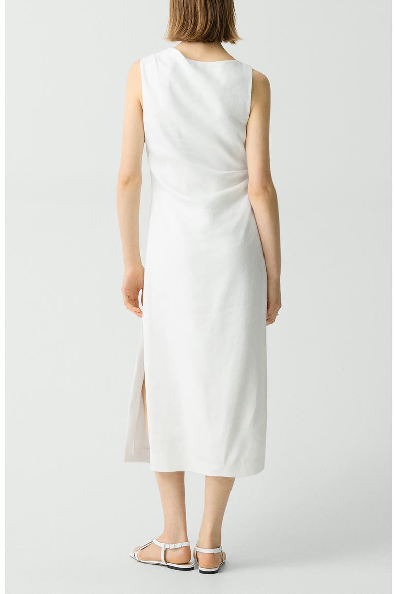 Shoulder Drape Linen Blend Dress, Alternate, color, IVORY