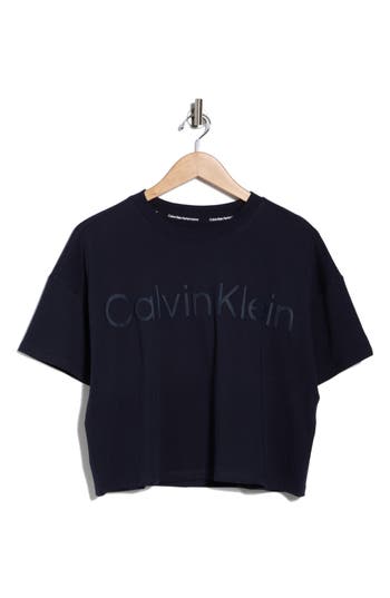 Calvin Klein Performance Puff Print Logo T-shirt In Blue