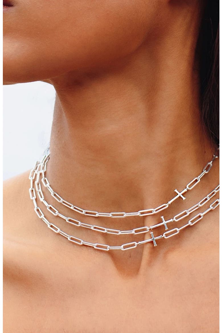 Chain Breaker Cross Necklace, Alternate, color, Sterling Silver