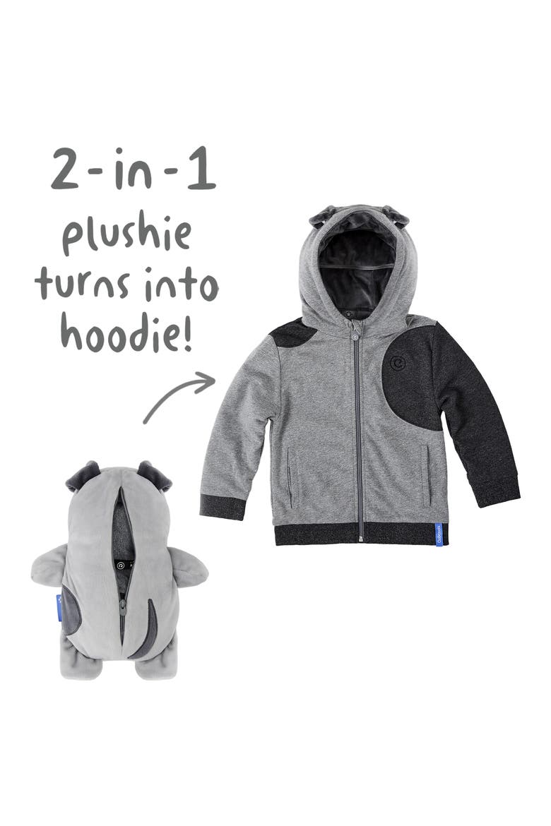 Pimm 2-in-1 Stuffed Animal Hoodie, Alternate, color, GREY MARL MIX