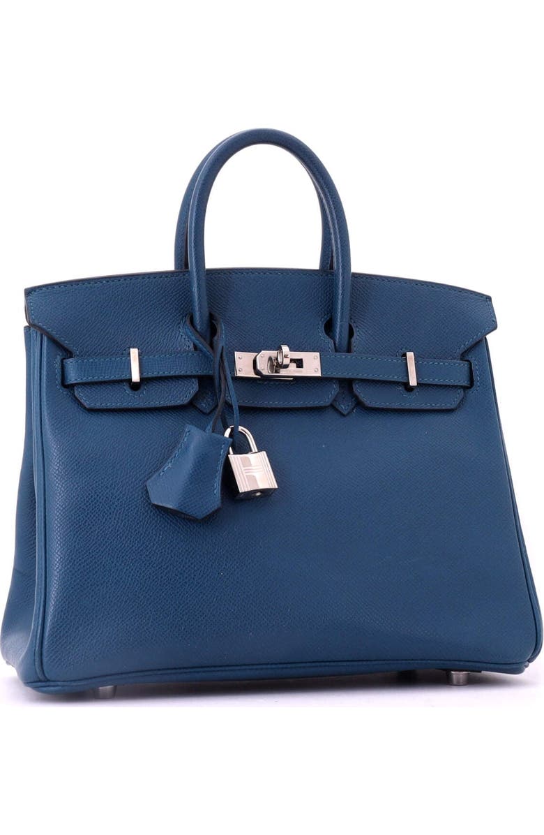Pre-Owned Hermes Birkin Handbag Blue Epsom with Palladium Hardware 25, Alternate, color, Colvert