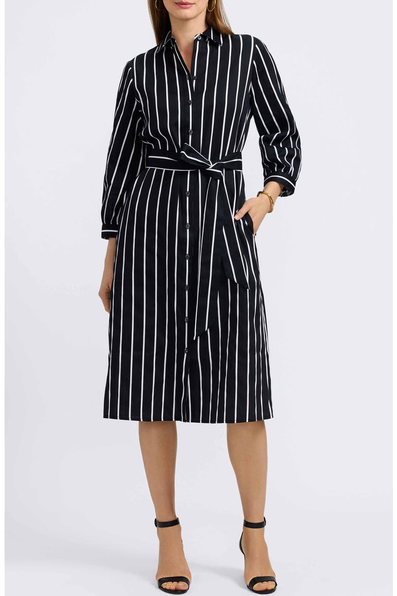Esther Stripe Cotton Shirtdress, Main, color, BLACK/ WHITE