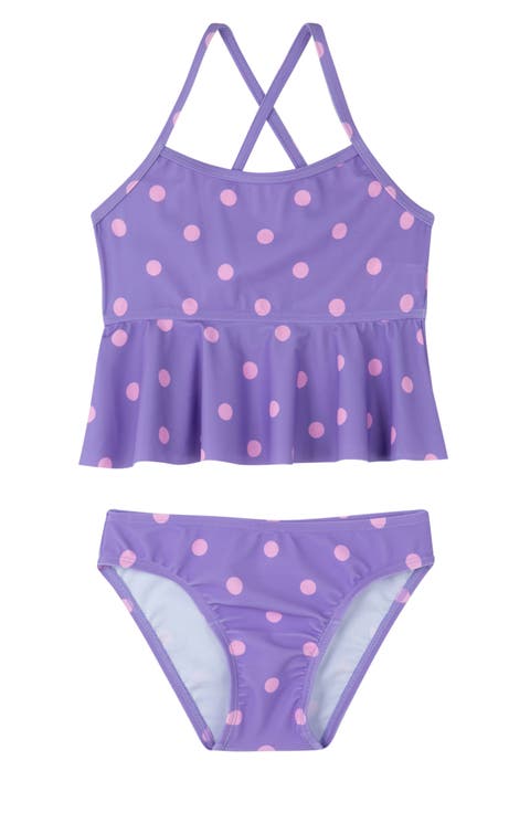 Dot Dot Dot Scoop Neck Ruffle Swim Set