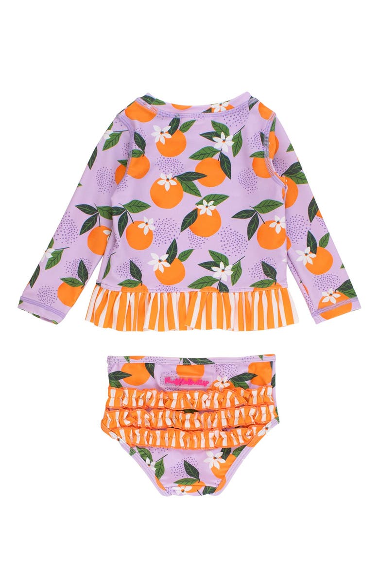 UPF50 Long Sleeve Rash Guard Bikini, Alternate, color, Purple Orange You The Sweetest