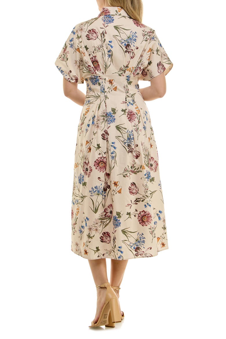 Printed Stretch Cotton Shirtdress, Alternate, color, CREAM BOTANICS