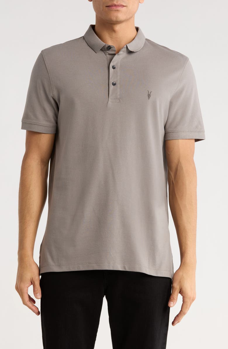 AllSaints Form Cotton Polo, Main, color, Radio Grey