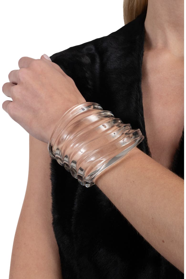 Liquid Lucite Wide Ripple Cuff, Alternate, color, NO COLOR