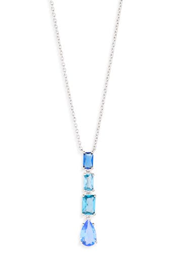 Nadri Spencer Blue Cubic Zirconia Y-necklace In Silver