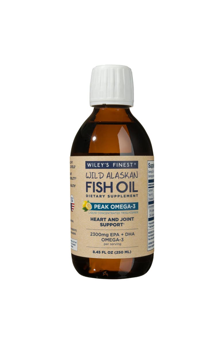 Wiley's Finest Wild Alaskan Fish Oil Peak Omega-3 Liquid Supplement - 2300Mg Epa And Dha Omega-3S - Lemon Flavor - 8.45 Oz, Main, color, NO COLOR