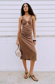 H&M Linen-blend Cut-out Dress