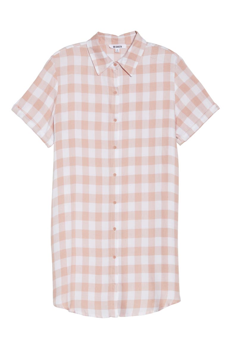 BB Dakota Cicely Plaid Shirtdress, Alternate, color, PINK LEMONADE