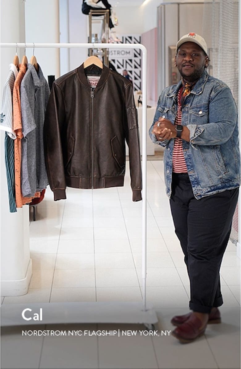 Varsity Faux Leather Bomber Jacket, sales video thumbnail