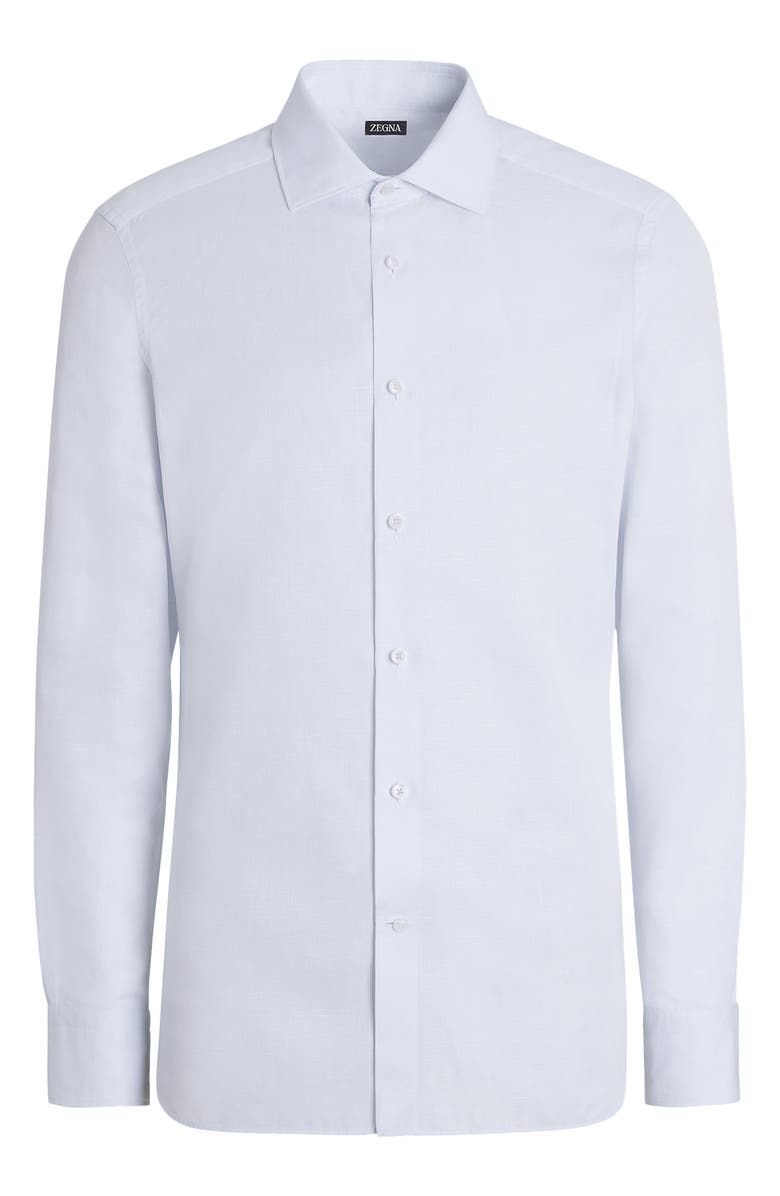 ZEGNA Garment Washed Cotton & Linen Button-Up Shirt, Alternate, color,