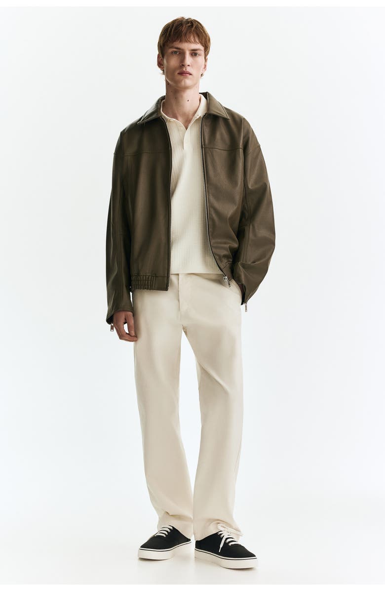 H&M Regular Fit Textured-knit Polo Shirt, Alternate, color, White