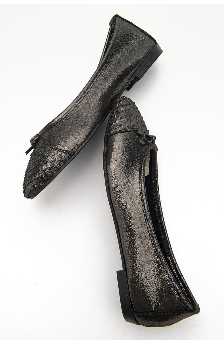 Forever & Always Shoes Copos Leather Bow Cap Toe Ballet Flat, Alternate, color, Black