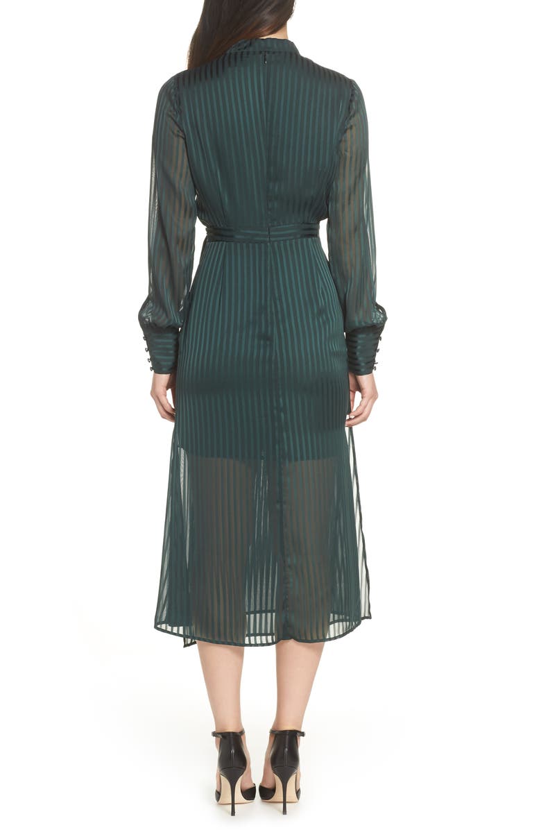 Bardot Shadow Stripe Faux Wrap Midi Dress, Alternate, color, 