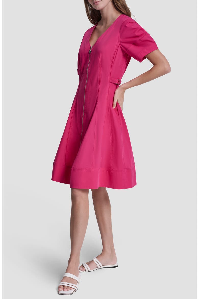Poplin Fit & Flare Dress, Alternate, color, HOT PINK