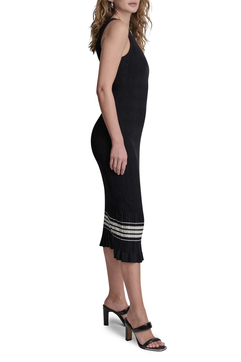 Rib Knit Dress, Alternate, color, BLACK/ COCONUT