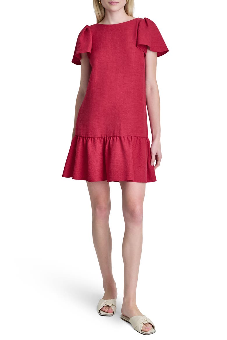 Mélange Flutter Sleeve Minidress, Main, color, RED SIGNATURE